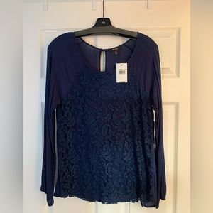 Ella Moss long sleeve blouse. size L. Navy Blue.
